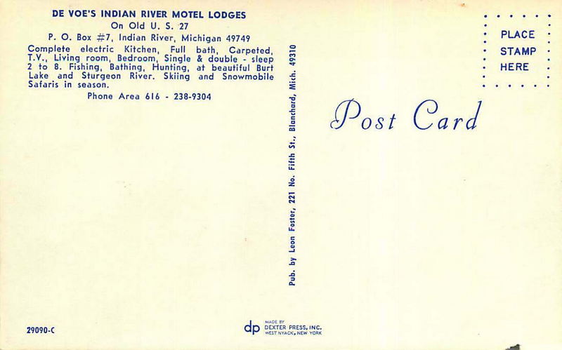 De Voes Indian River Motel Lodges (DeVoe) - Vintage Postcard 1 (newer photo)